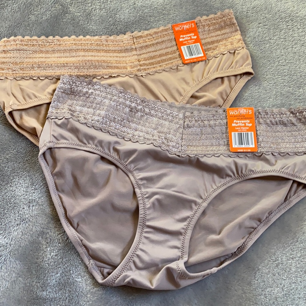 NWT Warner’s lace hipster panties neutral colors set of 2